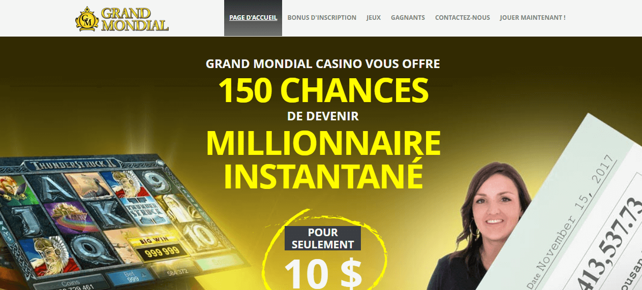 Page d'accueil de Grand Mondial Casino